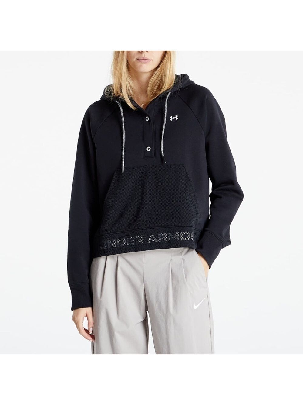 UNDER ARMOUR Rival Fleece Cropped Hoodie Black Women’s Size Small EC